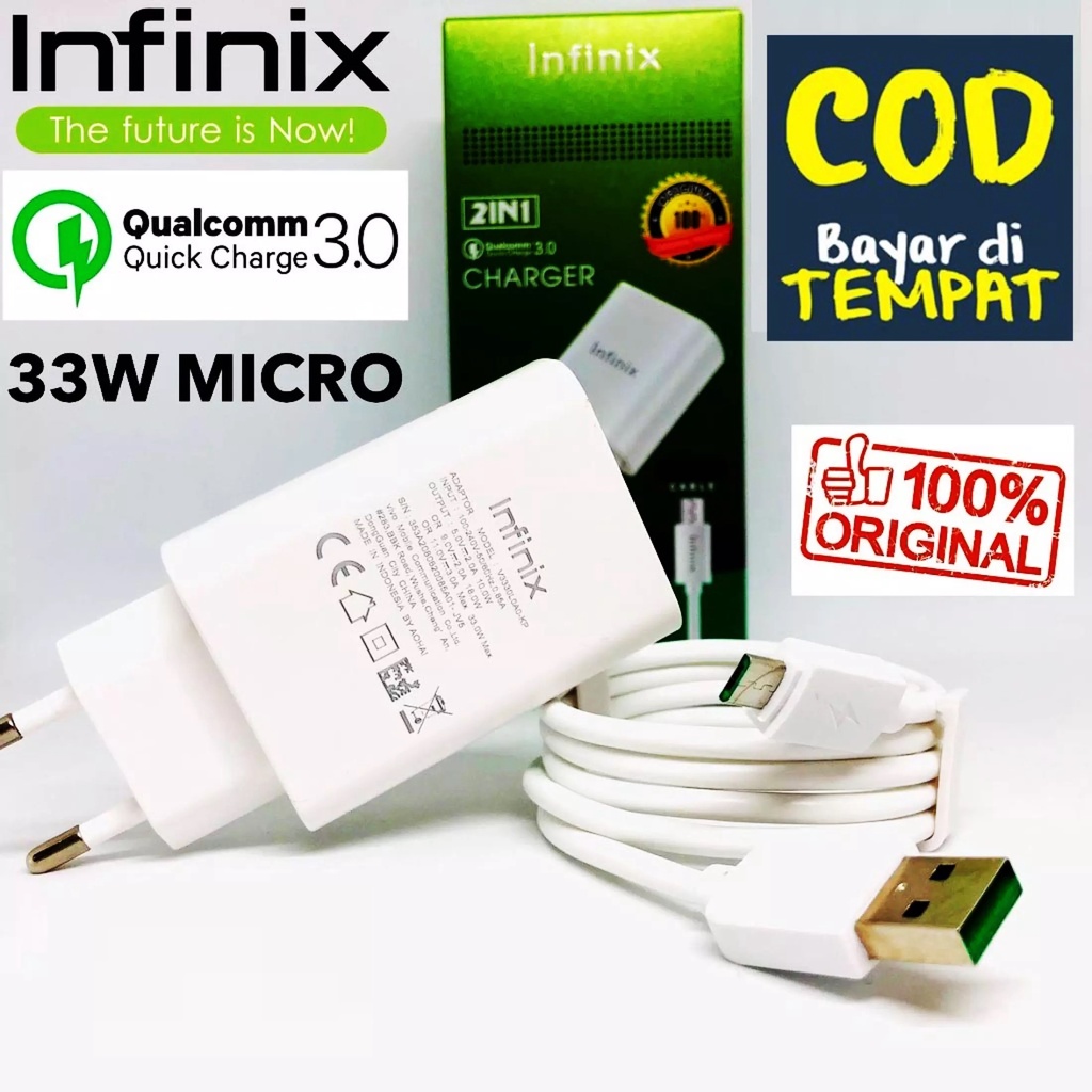 Promo charger Infinix 33W micro usb super fast charging terbaru kompatible dengan hp android type mi