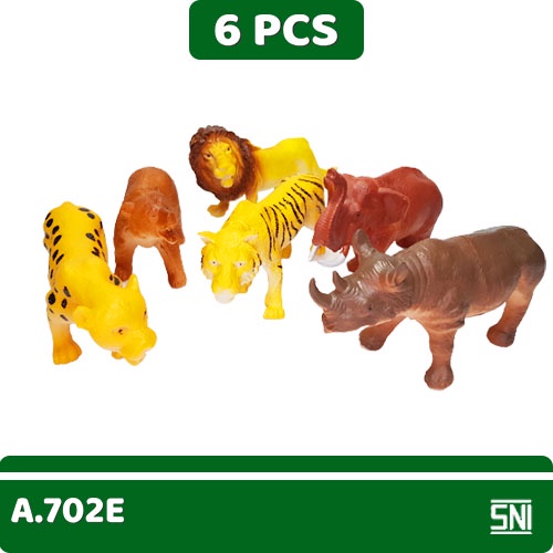 Mainan Hewan Karet/ Happy Animal World 6PCS/ Mini Figure Hewan 702