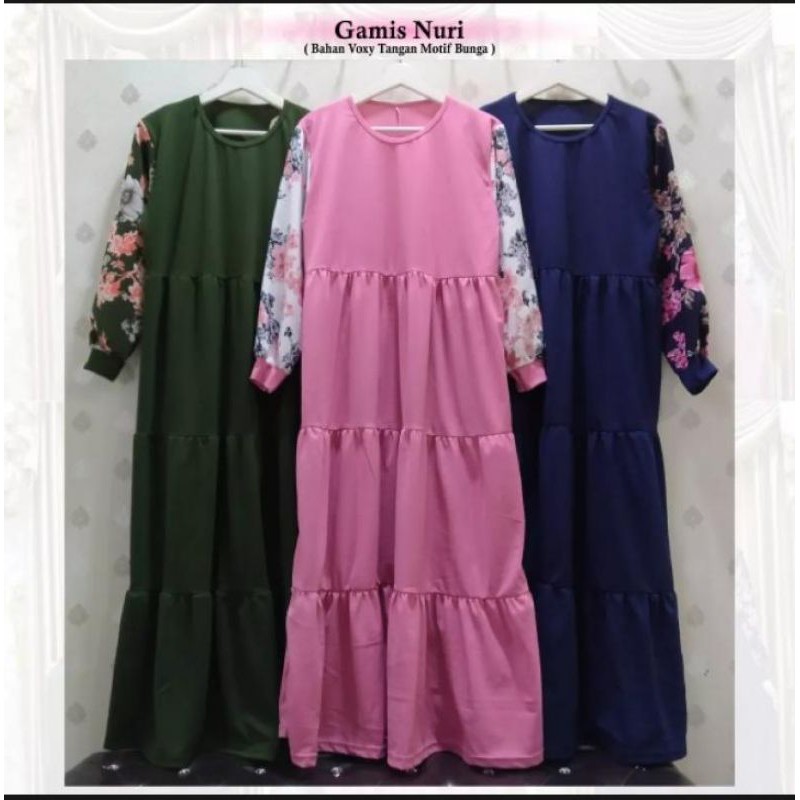 baju gamis rempel bunga cantik