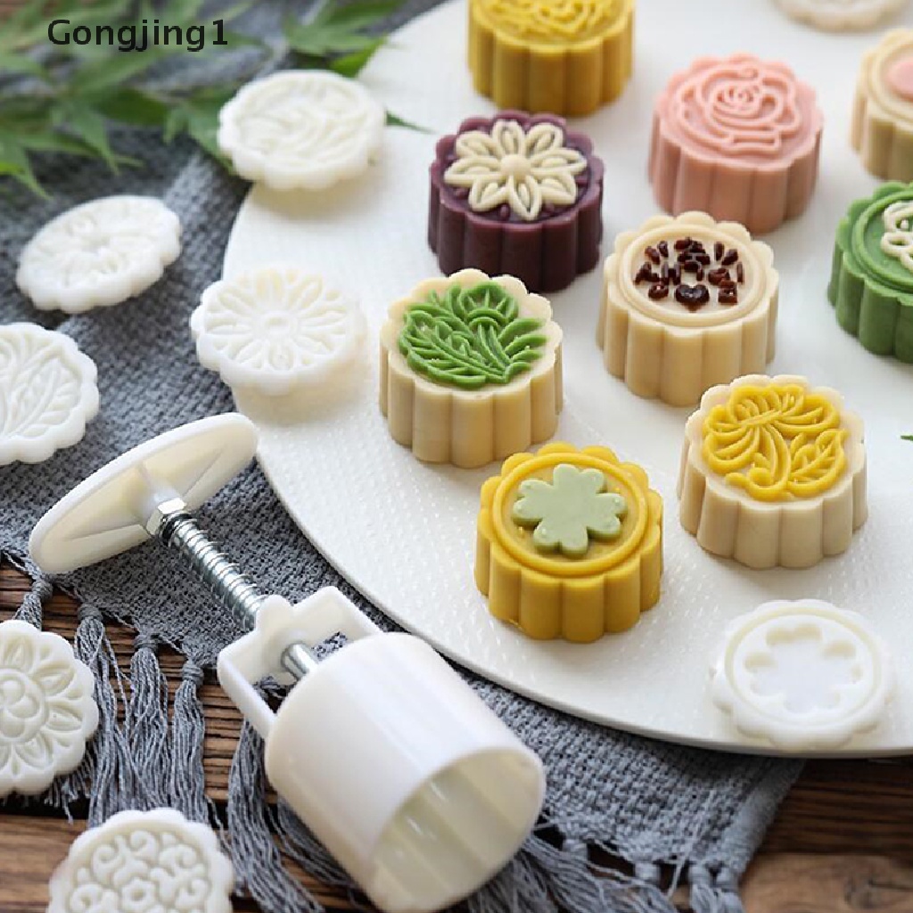 Gongjing1 1 Set Cetakan Kue Bulan Bentuk Bunga DIY