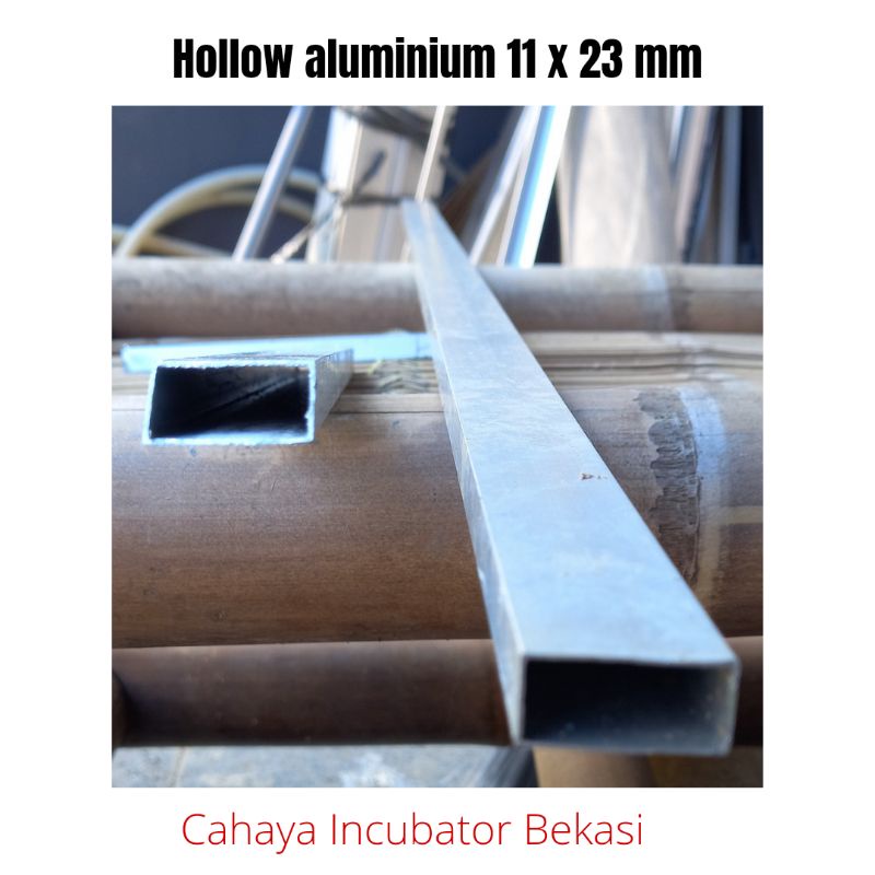 Hollow aluminium 11 x 23 mm panjang per 10 cm untuk rak mesin tetas telur dll.