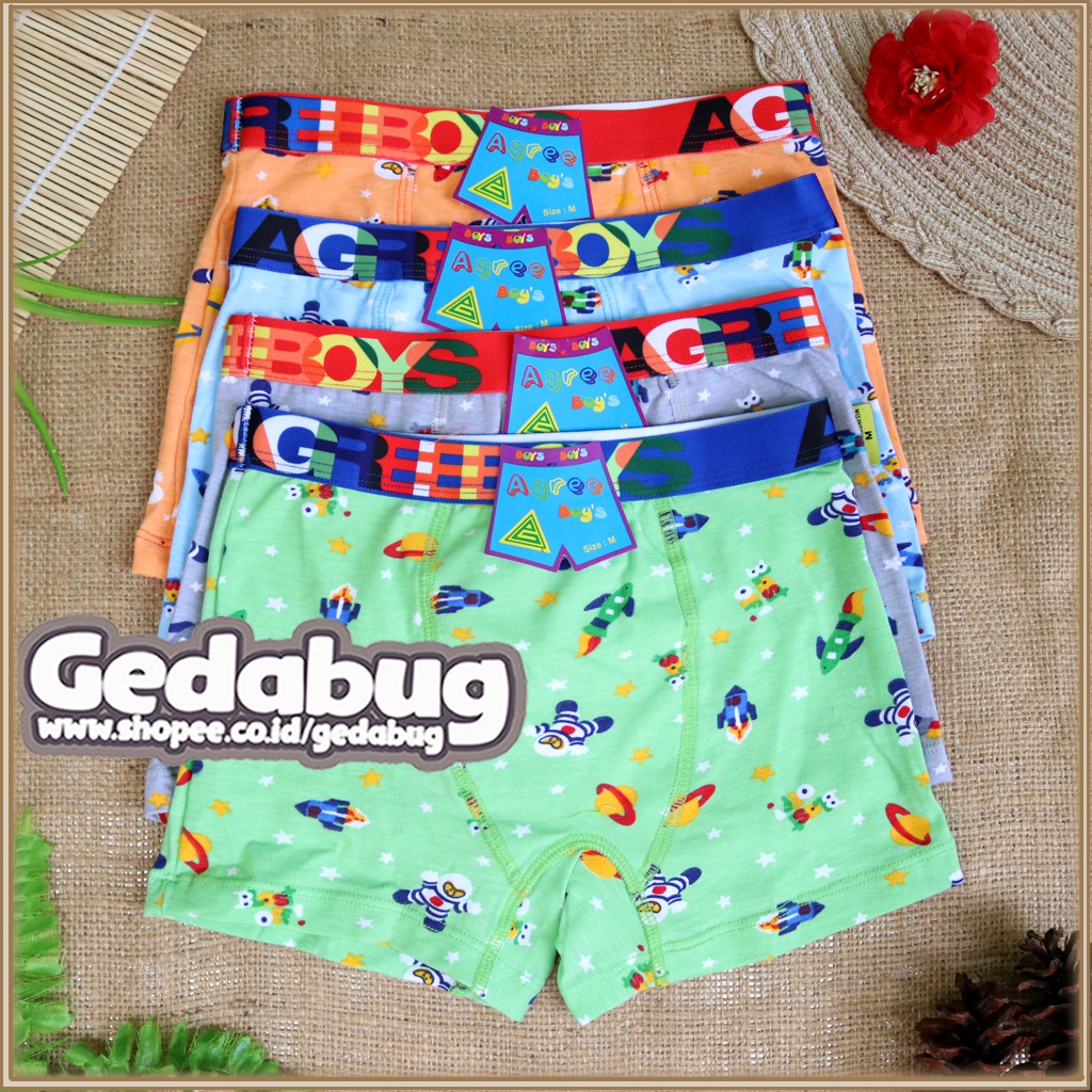 CD Boxer Anak Agree Kids 6168 | Celana dalam anak motif cowo Agree Kids Original | Gedabug