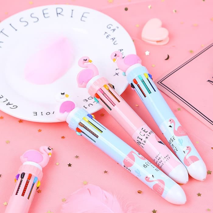 

Pulpen 10 Warna Flamingo Lucu Unik Bolpen Ballpoint