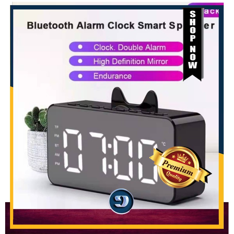 SPEAKER BLUETOOTH 5.0 + ALARM, RADIO TERBARU - HITAM