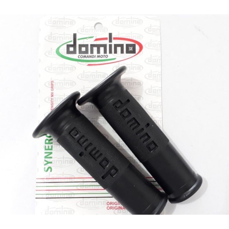 Handgrip domino polos black series universal harga sepasang kiri kanan empuk cocok semua motor