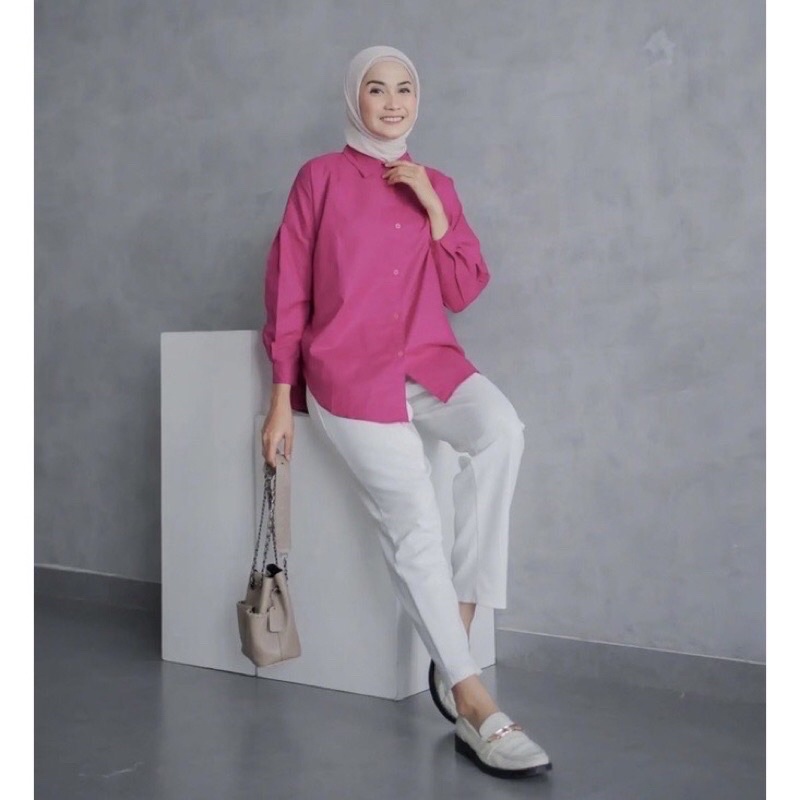 Kemeja Wanita Linen Oversize Nelka Shirt Linen