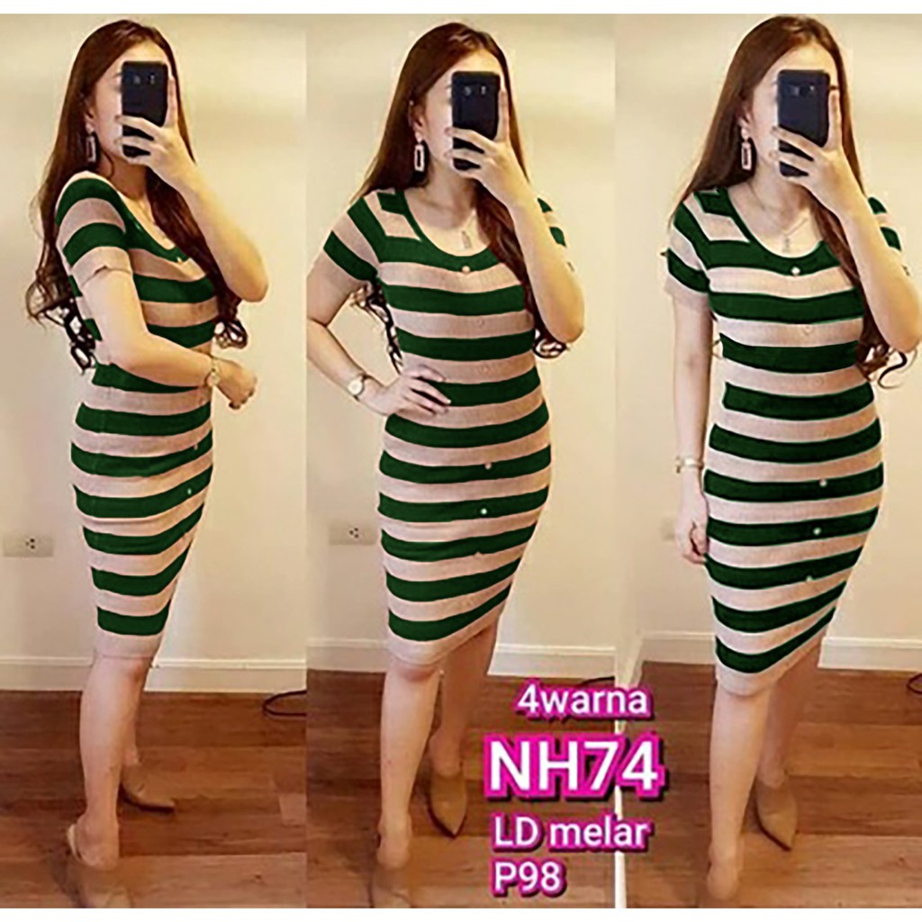 WSE390 - Dress Rajut Nova / Dress Wanita / Dress Rajut Motif Garis / DRESS RAJUT IMPORT / PREMIUM QUALITY