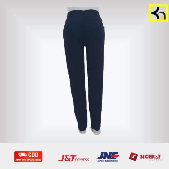 Celana Stretch Wanita ootd celana baggy pants Katun Stretch Pinggang Karet Hitam kekinian Lasco