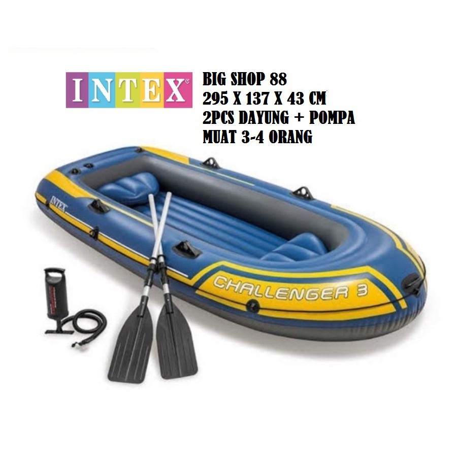 PERAHU KARET PERAHU EVAKUASI PERAHU BANJIR PERAHU PREMIUM INTEX 68370 INTEX CHALLENGER 3