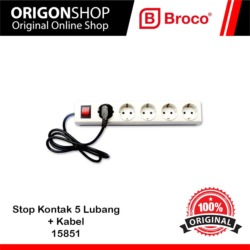 Broco 15851 Stop Kontak 5 Lubang + Kabel