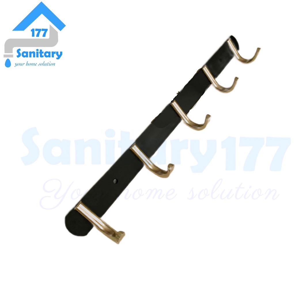 Gantungan Baju 5 Kait stainless 304 tebal Murah Black hitam rosegold- Kapstok stenlis 5kait anti karat hook hanger rose gold