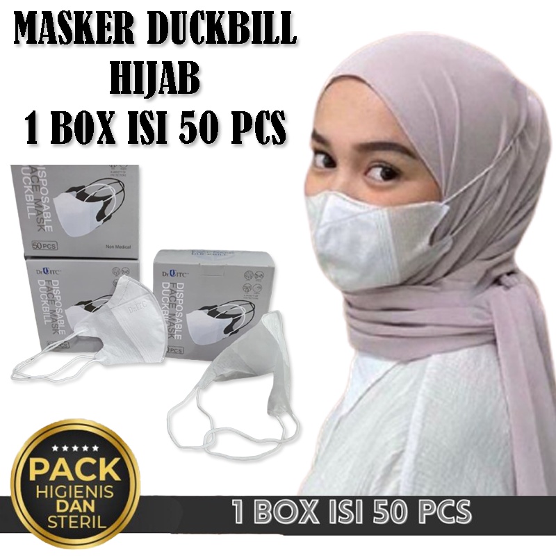 Masker duckbill hijab /masker duckbill 3ply/masker duckbill dewasa headloop