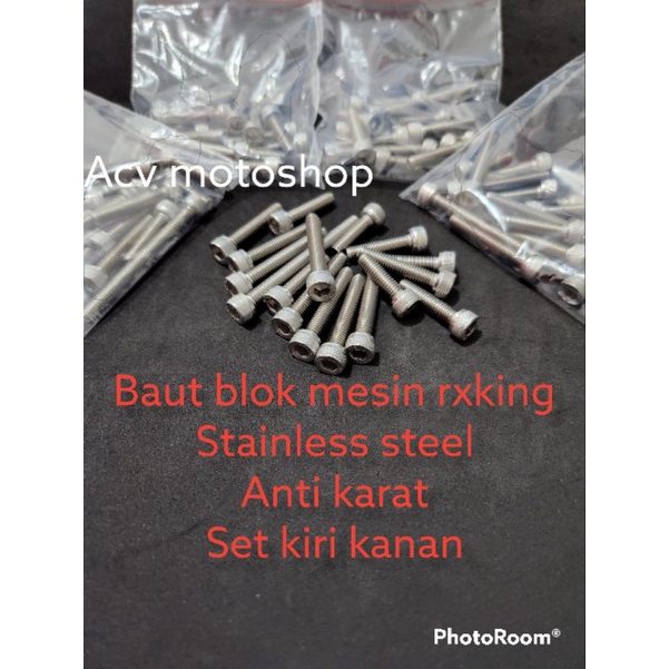 Baut blok mesin rxking stainless steel anti karat set kiri kanan isi 17pcs