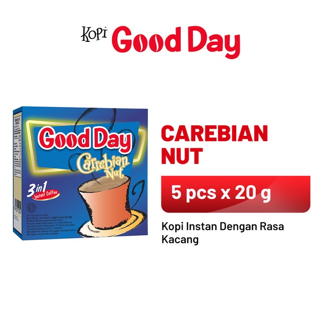 Promo Harga Good Day Instant Coffee 3 in 1 Carrebian Nut per 5 sachet 20 gr - Shopee
