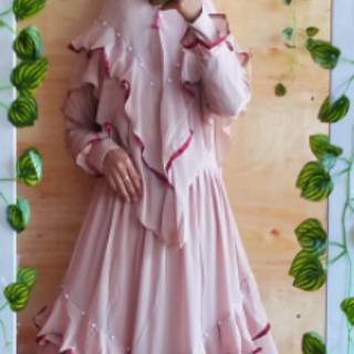 SET GAMIS  SYARI BAJU  MUSLIMAH LEBARAN CERUTY POLOS  MUTIARA 