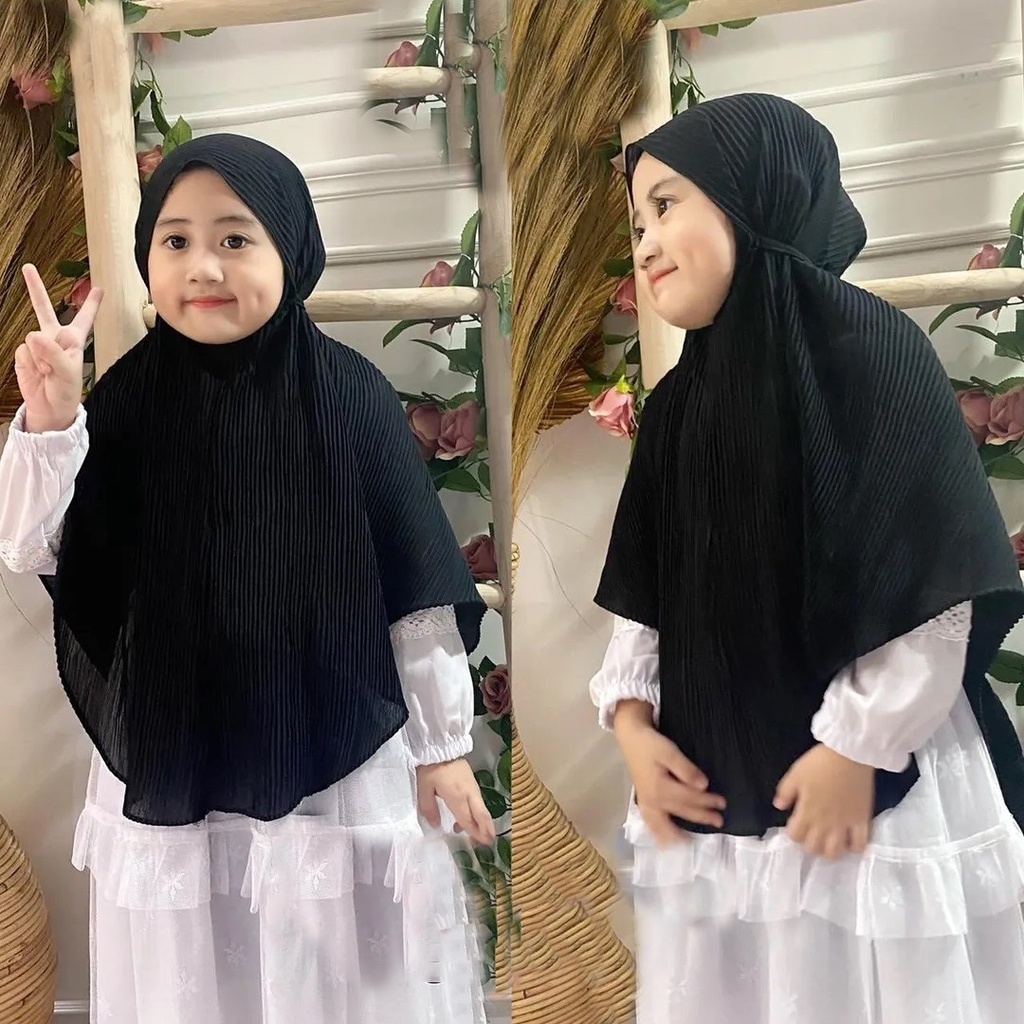 Hijab Instan Bergo Maryam Plisket anak Premium ahan Ceruty baby Doll premium / Hijab Khimar Bergo Ma