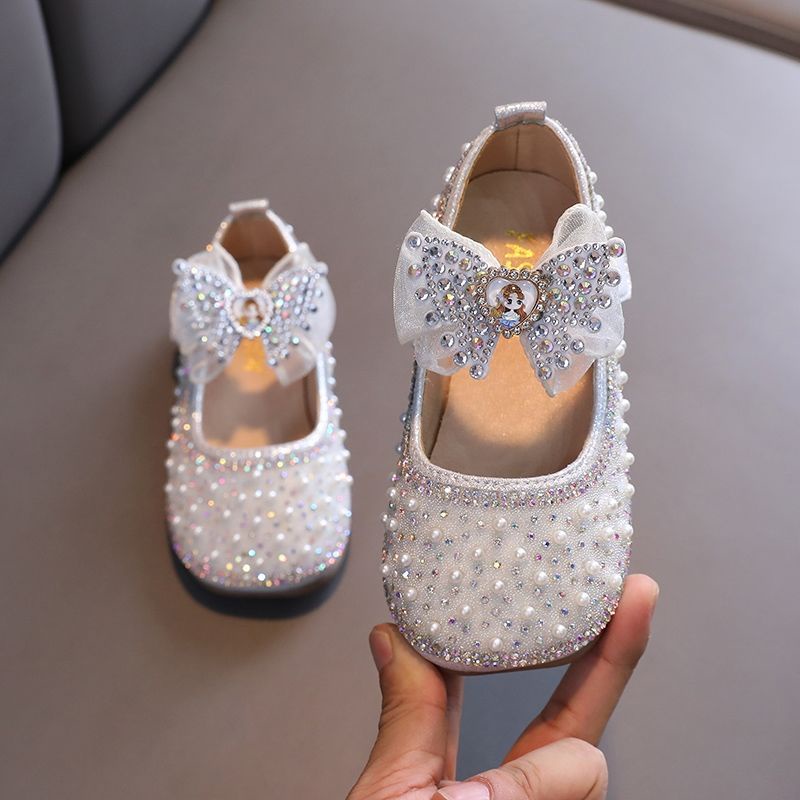 Bayi baru sepatu putri sepatu tunggal kristal busur  bersol lembut