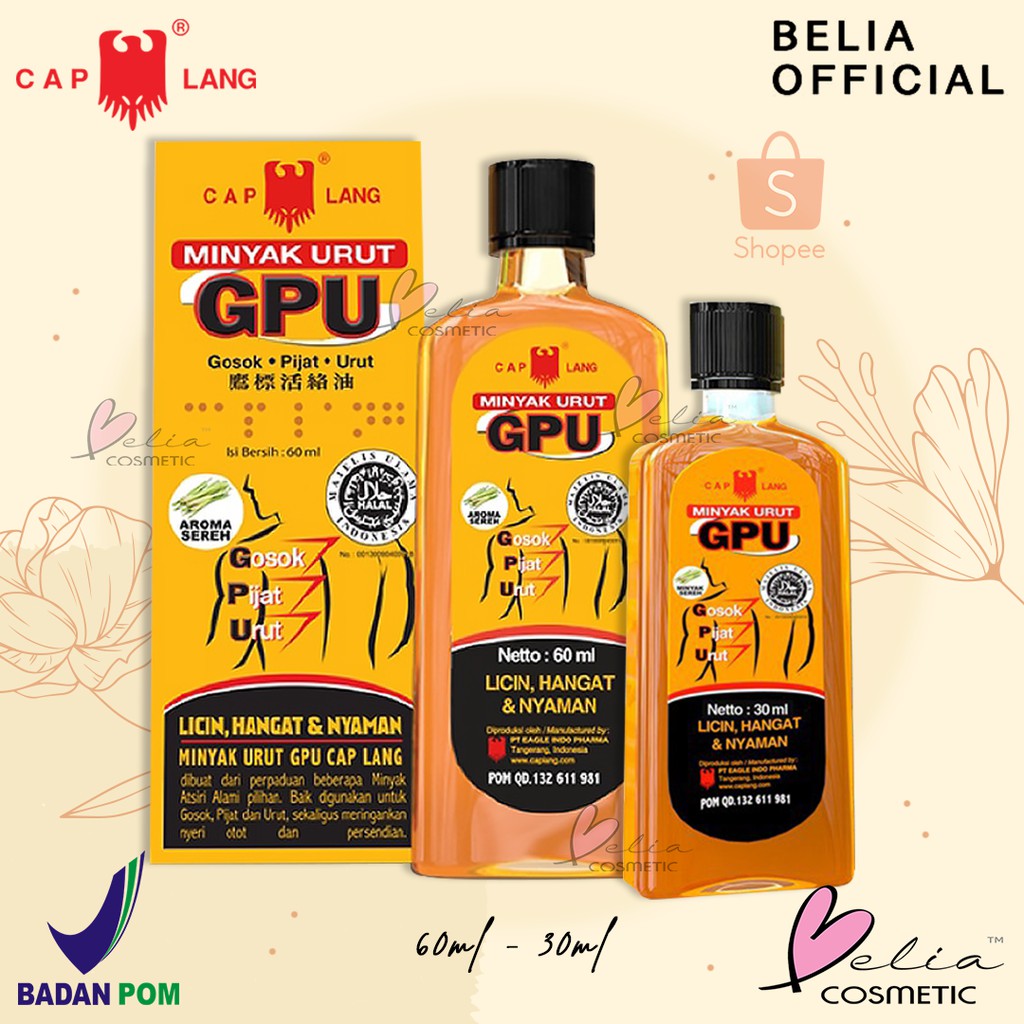 ❤ BELIA ❤ GPU Sereh Minyak Urut 30ml | 60ml Cap Lang