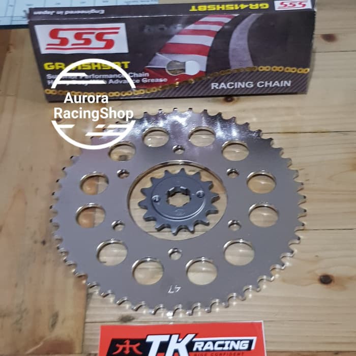 Q.W415 Gear Set TK 415 Yamaha R15 & Rantai SSS 415 HSBT Gold