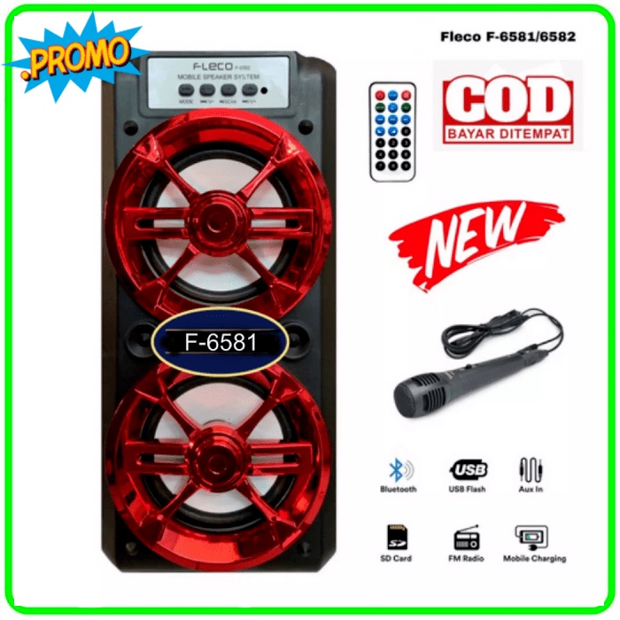 Speaker Karaoke Fleco F-6581/6582 Gratis Mix Speaker bluetooth Fleco