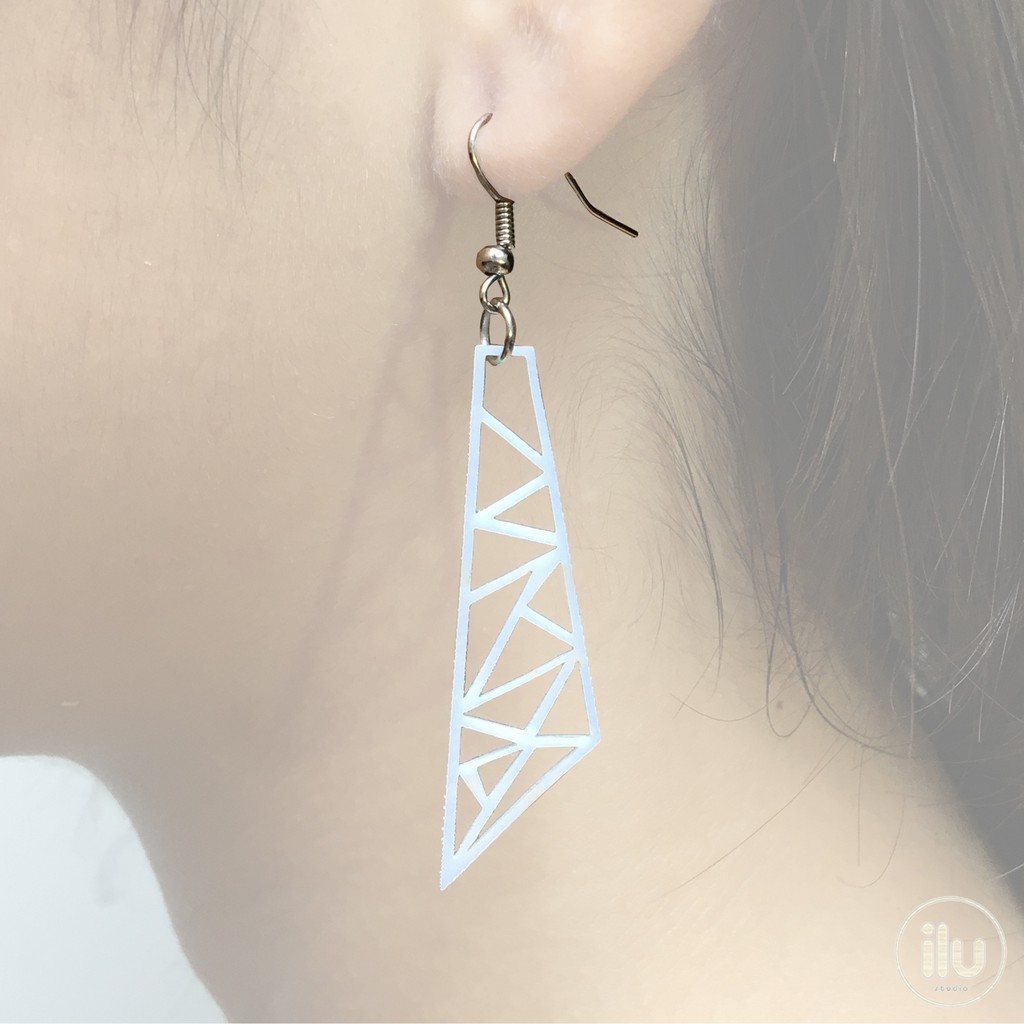 ANTING MINIMALIS MODEL 9 TRAPEZI ACRYLIC AKRILIK MDF MEWAH FASHION