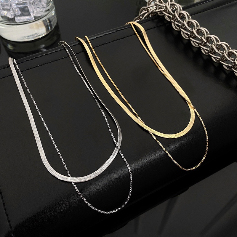 Double-layer Snake Bone Necklace Accessories Simple Personality Hip Hop Short Style Temperament