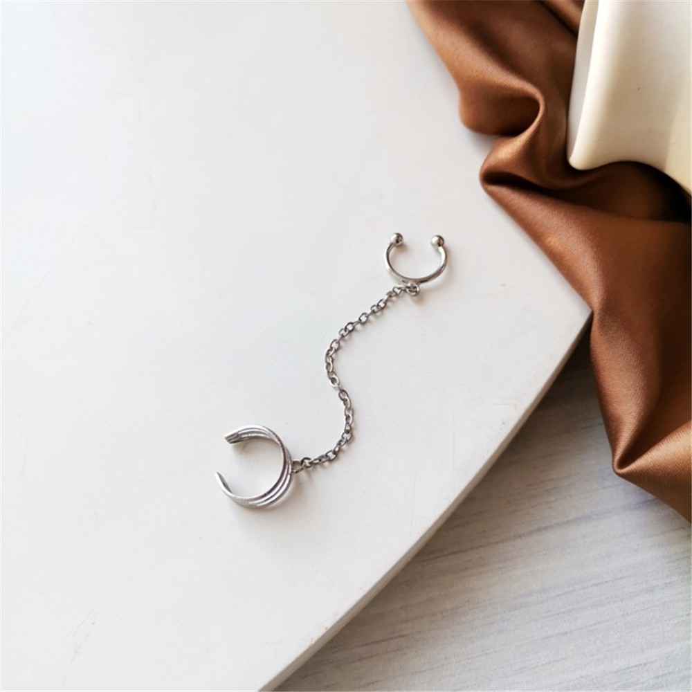 1pc Anting Rantai Klip Tulang Telinga Gaya Hip Hop Korea Untuk Perempuan-5