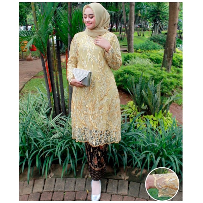 tunik tile/brukat/brokat warna gold