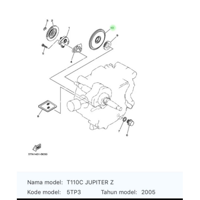 PLAT ROTASI ROTARI FILTER OLI JUPITER Z ASLI ORI YAMAHA 5TN E3451 00