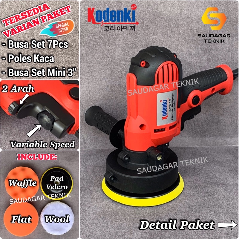 Mesin Poles Mobil Motor 5 Inch 2 arah Variable Speed Alat Poles Mobil Motor Tembok Lantai Electric Polisher 5&quot; Kodenki