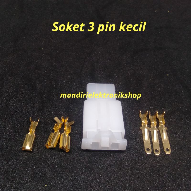Soket Motor 3 Pin kecil + Skun / Konektor Kabel Motor / Socket mobil