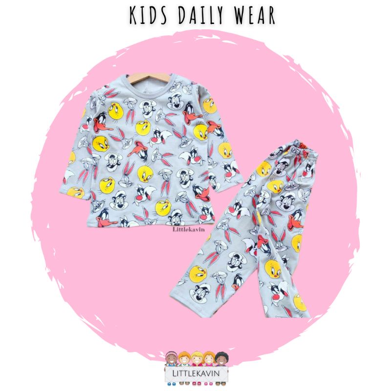 LONG PAJAMAS PIYAMA SETELAN ANAK FULL PRINT MOTIF TWEETY MURAH LUCU