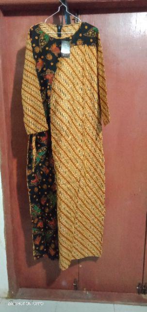 Couple Gamis Ririn Kupu Batik Kombinasi Sogan Muslim Maxi Sarimbit