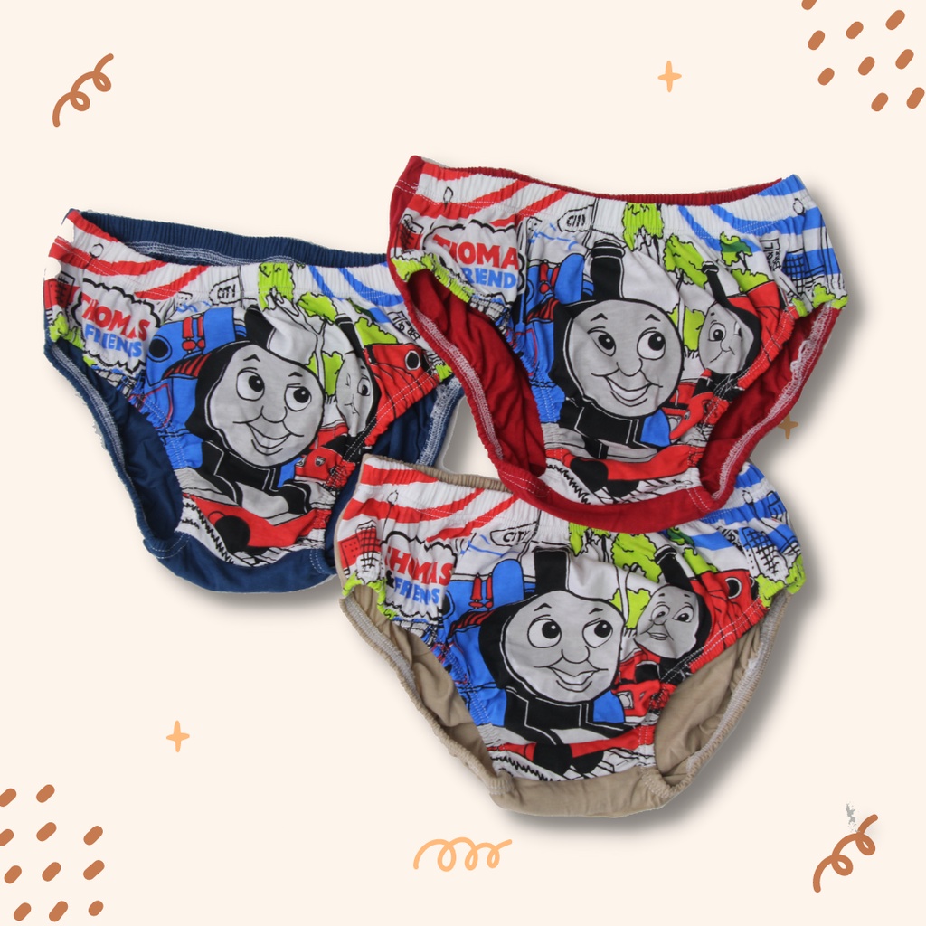 Celana Dalam Anak Laki- Laki Thomas berSNI, bahan 100% Katun, Umur 3-8 tahun