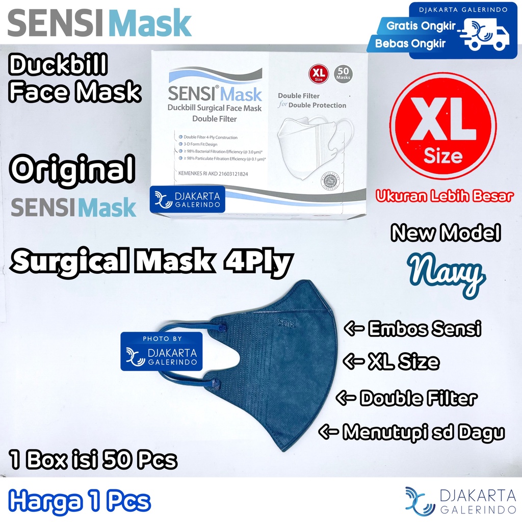 Masker Duckbill Sensi XL 4Ply Original Spring Winter Summer Autumn