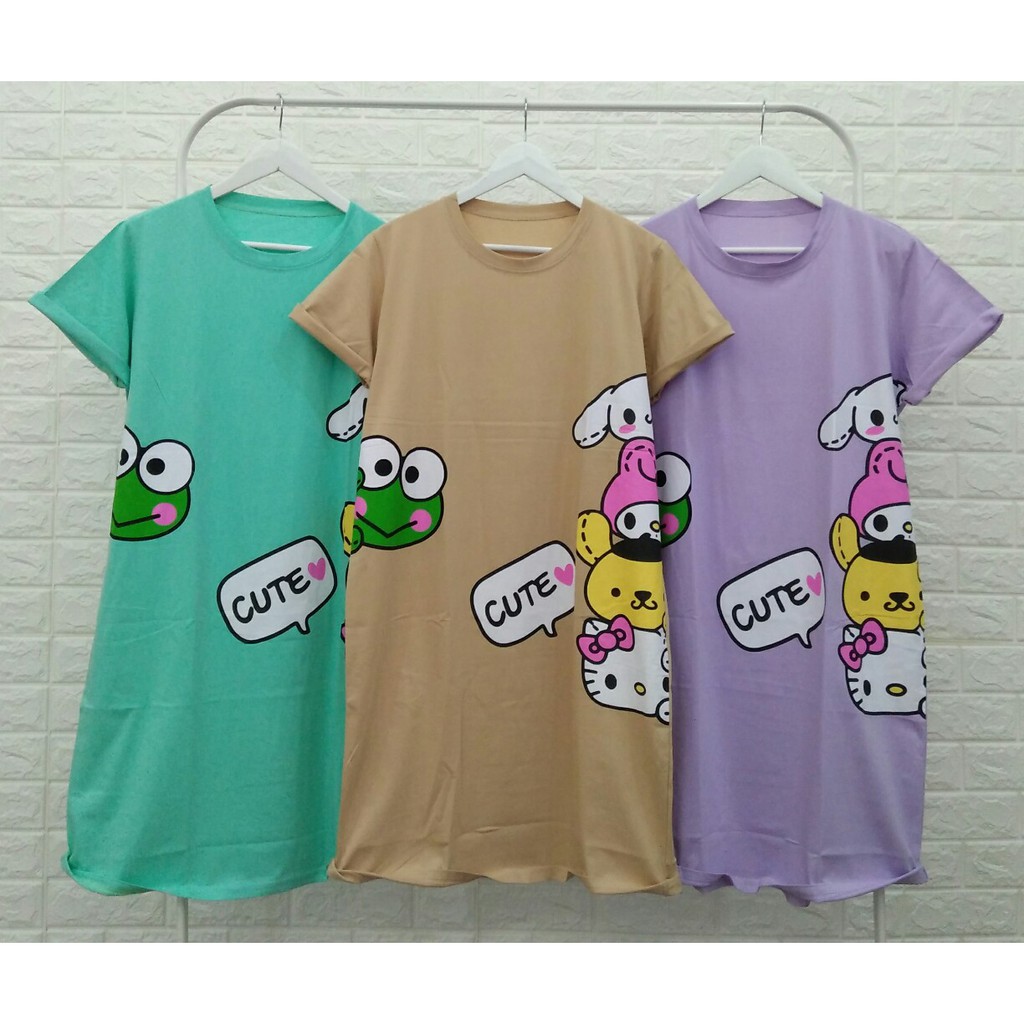Dress Oreenjy LD 120 Katun Jumbo Motif Keropi Sanrio