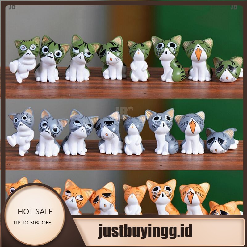 JB Patung Miniatur Kucing Kawaii Bahan Resin untuk Dekorasi Taman