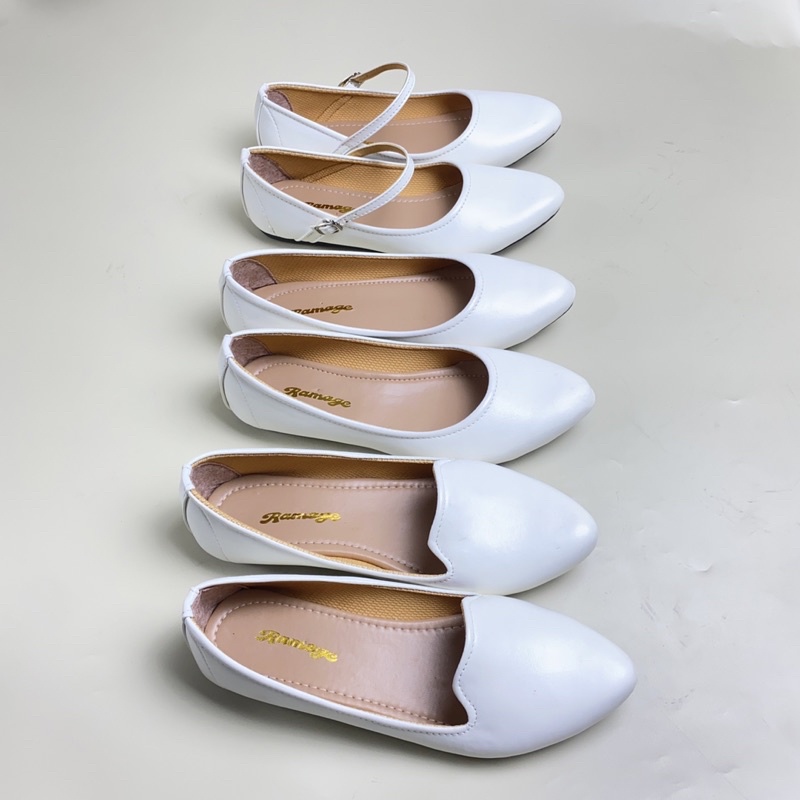 SEPATU KERJA FLAT SHOES WANITA WHITE