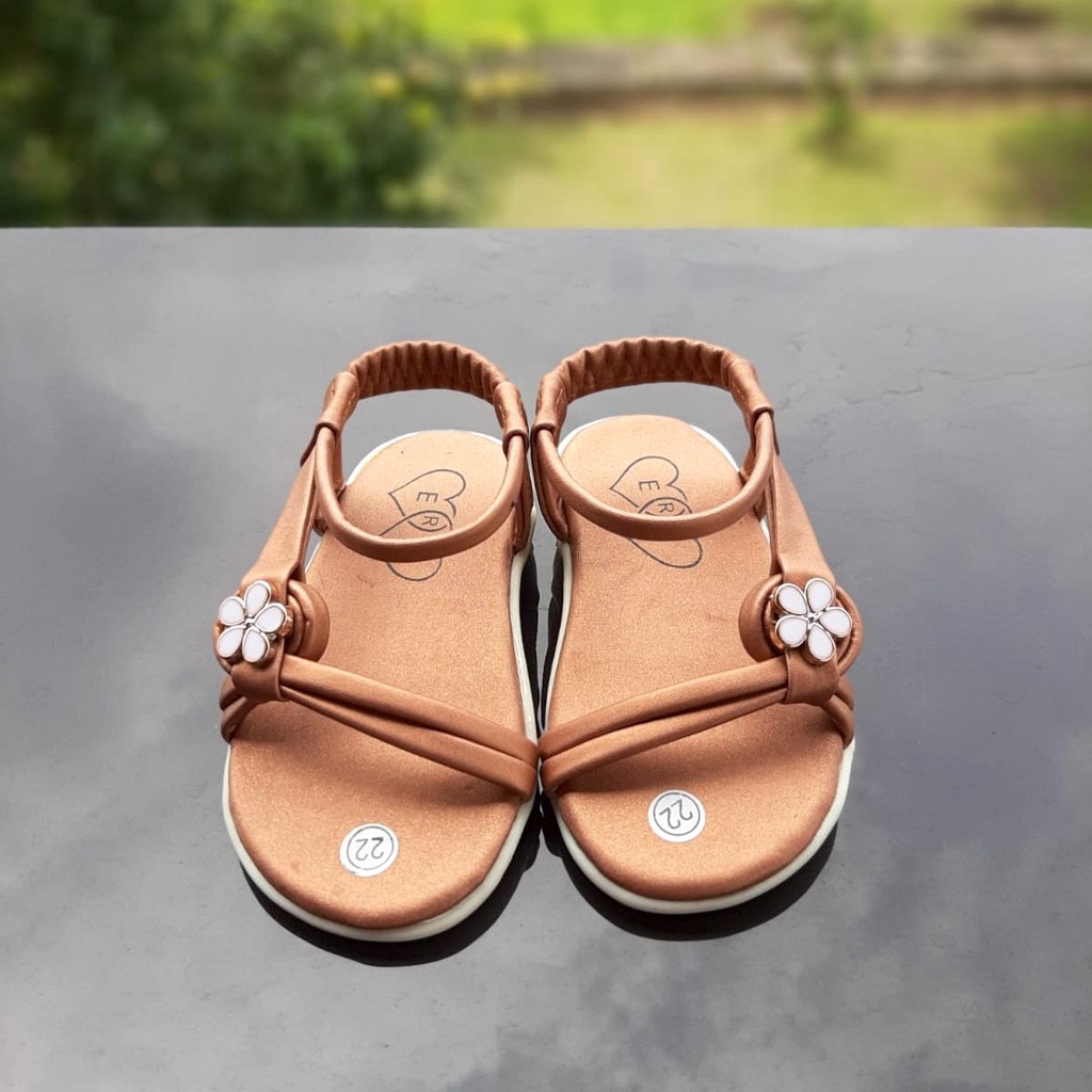 TOKOERS SDP11-2225 Sandal Tali Anak Perempuan umur 1 2 3 tahun - Sol Karet Anti Slip Motif Bunga