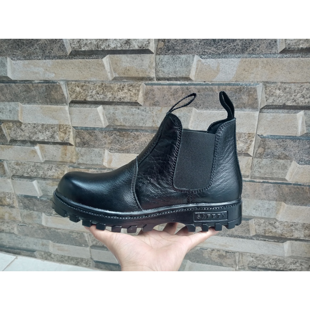 Sepatu Safety Karet Samping Kulit Asli King