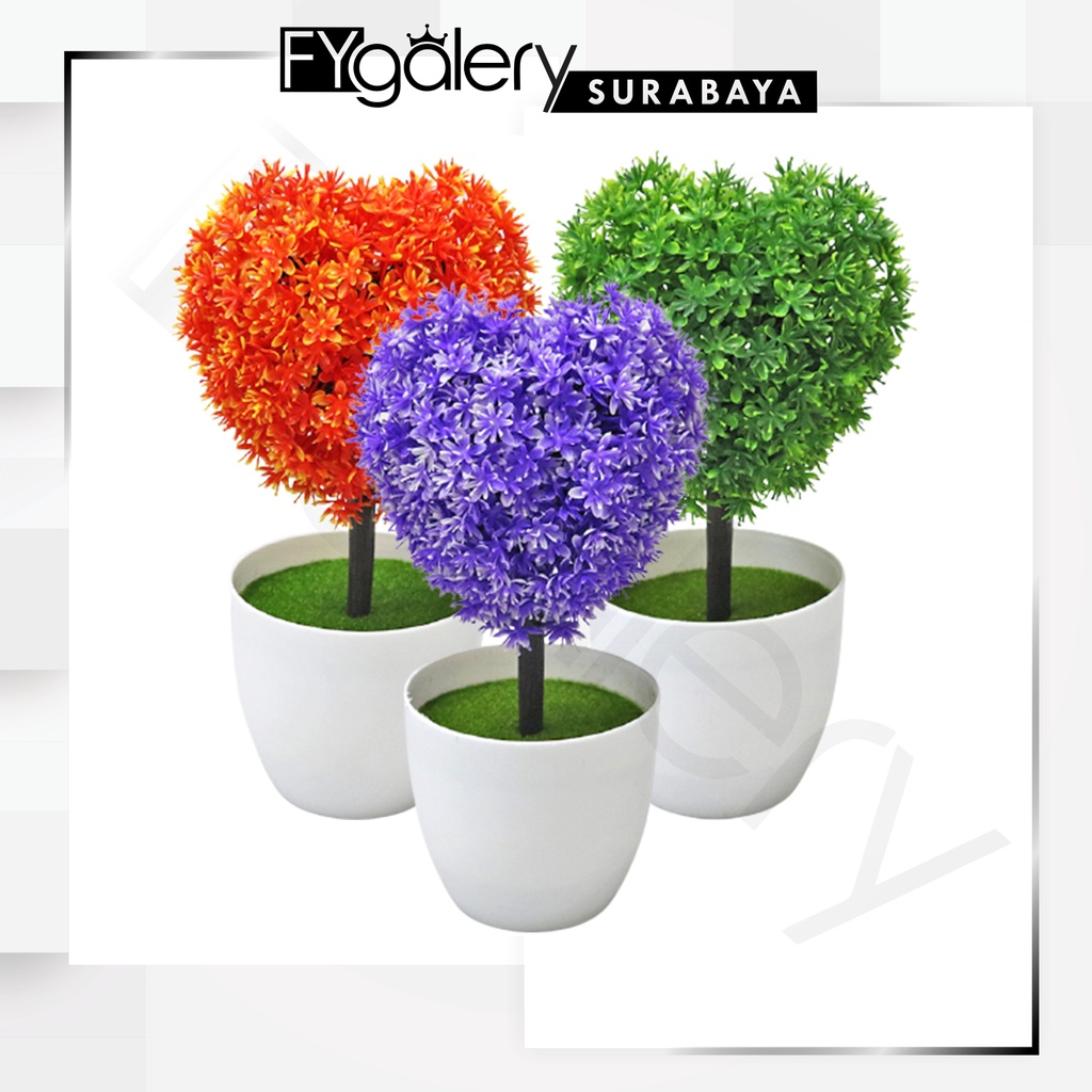 FYGALERYSURABAYA PT33 Pot Tanaman Hias Bunga Hias Plastik Bentuk Love Ornamen Pot Bongsai