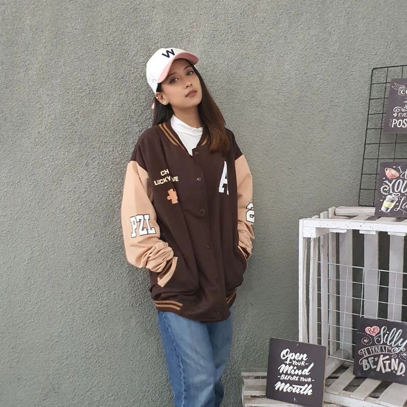 A chook XXL Jaket  Baseball Size Jumbo Oversize | Varsity Jaket Baseball Jumbo Oversize | Jaket Baseball Korean Style