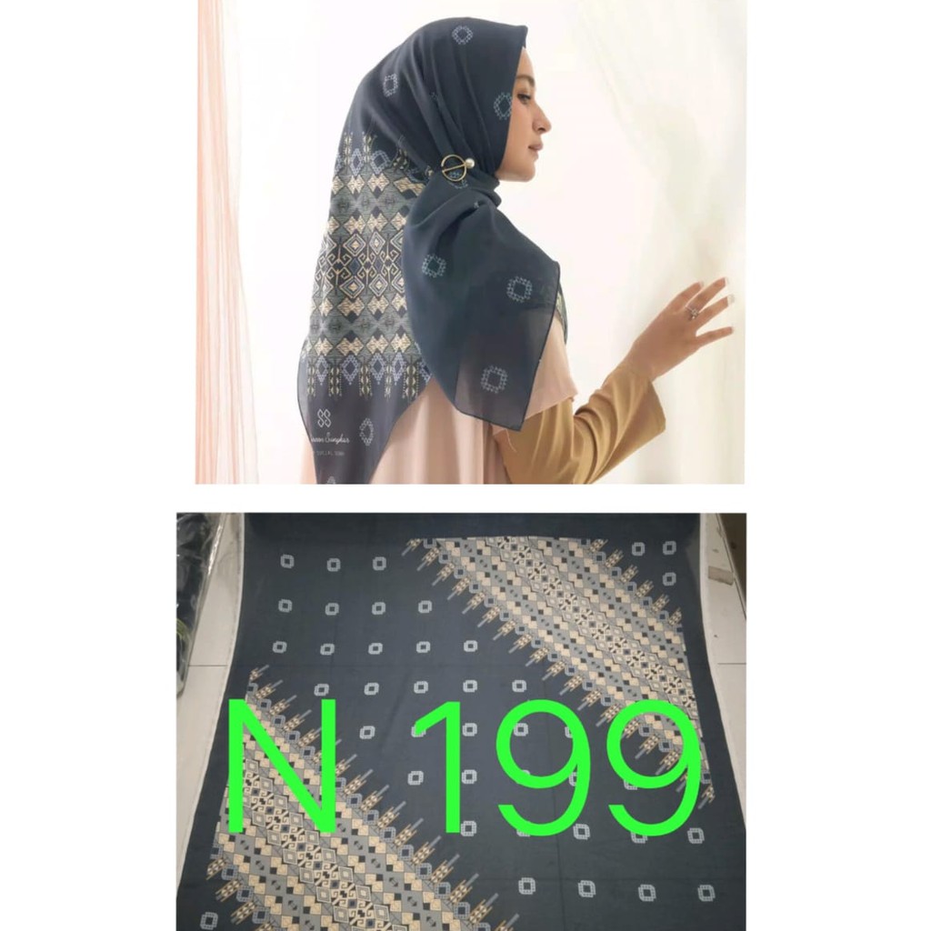 [SALE] Hijab Voal Motif Art Premium Square Lasercut Kerudung Segi empat Motif Jilbab Grosir Murah-N 199