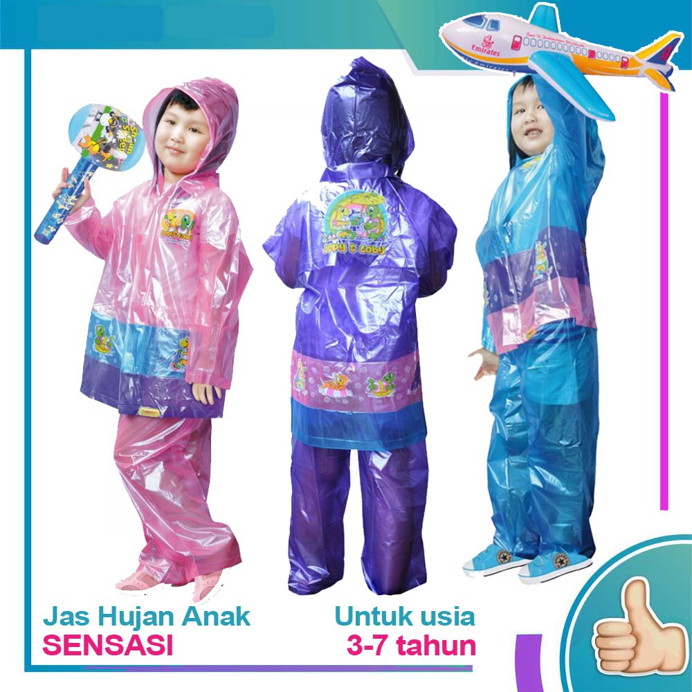 Jas Hujan Anak  TK  SD jaket celana  SENSASI Indoplast 