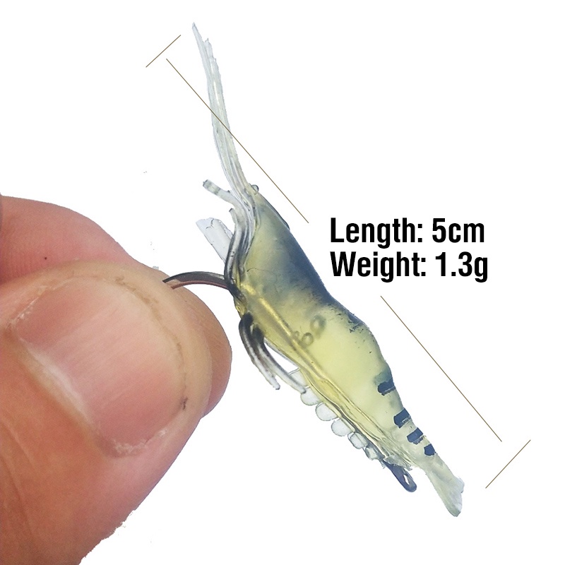 1 Pc Umpan Pancing Soft Bait Bentuk Udang Bahan Silikon Ukuran 4cm