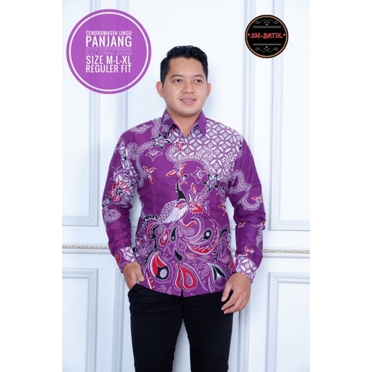 Kemeja Batik CENDRAWASIH UNGU Full Furing Size M-XXL High Quality