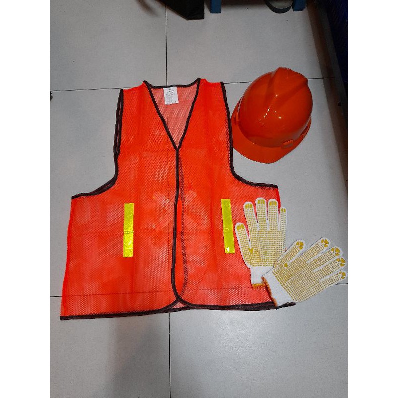 Safety Set / Paket Rompi jaing X + Helm Safety + Sarung tangan (/psg)