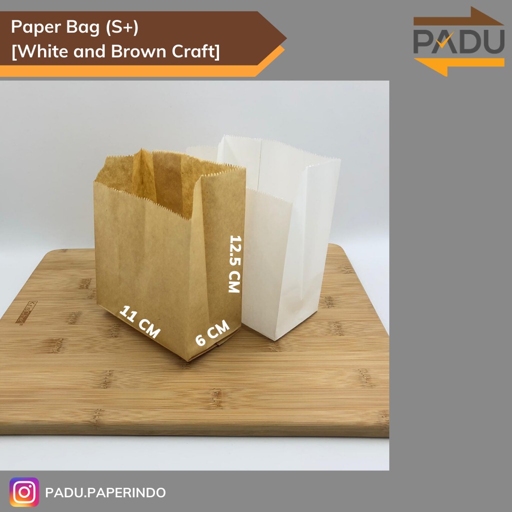 

[100 Pcs] Paper Bag / Kantong Kertas (S+) - Kantong Roti / Fried Chicken / Snack