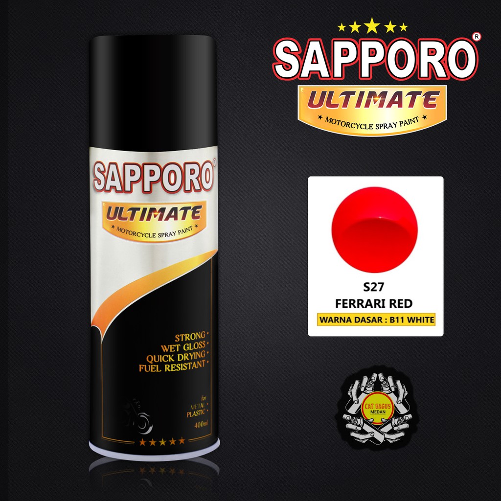 SAPPORO ULTIMATE S27 FERRARI RED CAT SEMPROT 400 ML CAT MOTOR AEROSOL PYLOX MERAH S 27 PILOKS PILOX 