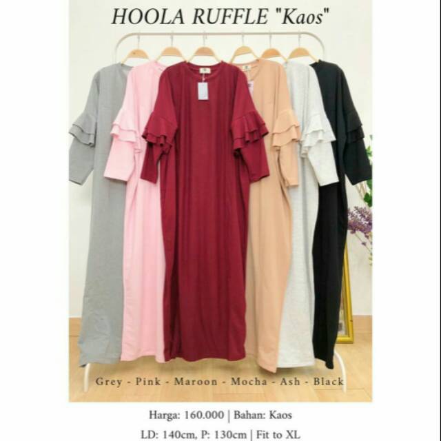 Hoola Ruffle Kaos by ISH Warna Pink (READY STOCK)